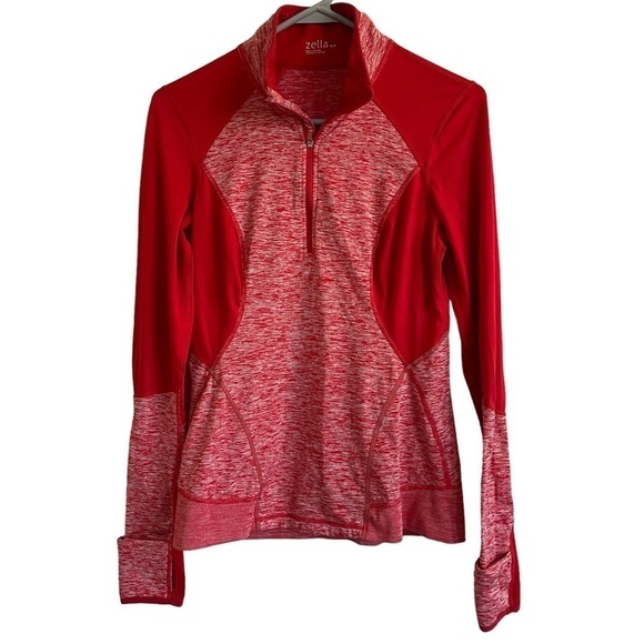 Zella Red Zeltek Slimfit Performer Quarter Zip Pullover, Size S - Picture 1 of 8